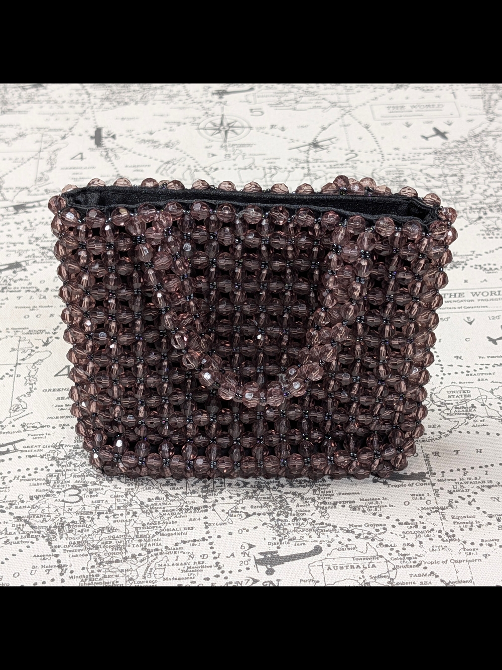 Vintage 90s Y2K GAP Smokey Brown Beaded Mini Tote Bag